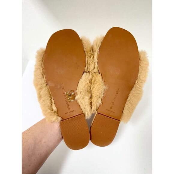 BCBGMAXAZRIA‎ Womens Tan Thea Faux Fur Slip-On Slides Sandals Size 10 - Picture 3 of 5